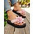 abordables Sandalias de Vacaciones-Chanclas de flores beige para mujer con suela acolchada, sandalias de playa informales para vacaciones de verano y relajación junto a la piscina.