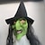 levne Halloween maska a rekvizity-Halloweenská čarodějnická maska pro dospělé, realistické strašidelné kostýmy, latexová obličejová maska, černý klobouk, zelený obličej, strašidelná halloweenská čarodějnická pokrývka hlavy na párty a