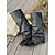 preiswerte Cowboy &amp; Western Stiefel-Schwarze Damen-Sandalen aus Leder mit Zehen- und Kniehöhe – trendiges Fashion-Statement für Musikfestivals und Streetstyle-Events
