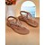 economico Infradito da Vacanza-Sandali da donna con cinturino a T in strass marroni stile boho con elastico sul retro, eleganti scarpe estive basse per uscite informali, gite in spiaggia e viaggi di vacanza