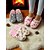 abordables Claquettes et tongs femme-Chaussons d&#039;intérieur pour femmes à imprimé étoiles duveteuses – chaussures d&#039;hiver confortables en fausse fourrure pour le salon, la chambre et les matins de vacances