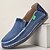 billige Hyttesko til mænd-Herre blå denim loafers med flosset kantdesign, slip-on lette, afslappede sko til weekendture, sommerture og daglig komfort