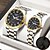 abordables Montres à quartz-il s&#039;agit d&#039;une montre de couple élégante avec deux cadrans numériques ronds et des bracelets en acier inoxydable dotés d&#039;un affichage de date lumineux étanche IPX7 du lundi au dimanche. c&#039;est un