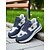 economico Sneakers da donna-Sneakers da donna con lacci e stella in denim blu – scarpe sportive casual di ispirazione vintage per parchi, commissioni del fine settimana e picnic