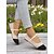 abordables Sandalias planas de mujer-Bailarinas de punto bicolor para mujer con tiras: zapatos Mary Jane informales y transpirables para uso diario, paseos y salidas de primavera.