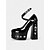 abordables Para mujeres-Tacones altos de plataforma góticos para mujer de los años 80: Mary Janes gruesas de charol negro con detalles de púas y hebillas para Halloween, fiestas y salidas nocturnas.