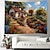 economico arazzo paesaggistico-Tappeto Appeso con Treno nel Paesaggio su Cliff Arte Murale Tappeto Grande Decorazione Fotografica Coperta Tenda Casa Camera da Letto Soggiorno