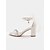 cheap Cocktail-Women&#039;s White Satin Block Heel Sandals - Ankle Strap Party Shoes with Oversized Bow and Charm Detail for Cocktail Events and Elegant Evenings