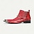 abordables Bottes en cuir haut de gamme-Bottes intermédiaires en cuir avec coutures rouges et blanches pour hommes avec détails de boucle à embout doré – Chaussures inspirées de style rétro pour soirées et occasions spéciales