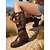 baratos Botas Slouch-Botas femininas de couro sintético marrom até o joelho com tiras de fivela tripla – estilo de montaria ocidental para roupas de outono, dias na fazenda e uso ao ar livre