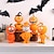 baratos Decorações de Halloween Penduradas e de Mesa-Decoração de estatueta de abóbora de Halloween, boneca de cabeça de abóbora de resina, decoração de festa de quintal assustadora