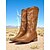 levne Cowboy &amp; Western Boots-Dámské hnědé kovbojské boty ve westernovém stylu s klasickou výšivkou – vintage jezdecké boty do půli lýtek na ranč, country koncerty a každodenní nošení v přírodě