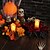 お買い得  ハロウィンのリースとフラワー装飾-ハロウィンキャンドルリングリース、メープルリーフとバラ、テーブルセンターピースの装飾、パーティーの装飾アクセント