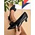 abordables Escarpins femme-Escarpins à bout pointu et nœud vert foncé pour femme – talons mi-hauts en cuir verni, style vintage pour le travail, les fêtes et les occasions habillées
