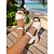 preiswerte Ballerinas für Damen-Weiße Plateausandalen mit Keilabsatz für Damen mit doppelten Schnallenriemen – Boho-schickes Urlaubsschuhwerk für Strandausflüge und Sommerreisen