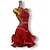abordables Tenues de danse latine-Robe de danse latine rouge à épaules dénudées et à diamants pour femmes, jupe en maille de compétition