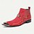 abordables Bottes en cuir haut de gamme-Bottes intermédiaires en cuir avec coutures rouges et blanches pour hommes avec détails de boucle à embout doré – Chaussures inspirées de style rétro pour soirées et occasions spéciales