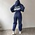 preiswerte Trainingsanzüge-Damen Trainingsanzug Jogginghose Trainingshosen Tasche Baggy Buchstaben &amp; Zahlen Kapuzensweatshirt Kombination Herbst Schwarz Blau Fitnessstudio Training Sport Winddicht Langarm Sport Sportkleidung