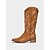 levne Cowboy &amp; Western Boots-Dámské hnědé kovbojské boty ve westernovém stylu s klasickou výšivkou – vintage jezdecké boty do půli lýtek na ranč, country koncerty a každodenní nošení v přírodě