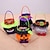 abordables Regalos-Bolsa de dulces de calabaza de Halloween de 4 piezas para niños, bolsa redonda de truco o trato con sombrero, bolsa de regalo reutilizable para suministros y decoraciones de fiesta de Halloween