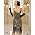 levne 1920s šaty-Řvoucí 20s 20. léta 20. století Ke kolenům Šaty Bubenové šaty Úbory Bez rukávů Velký Gatsby Svatební host Flitry Třásně Kopeček Maškarní kostým Dámské Vánoce Karneval Plesová maškaráda Večerní oslava
