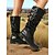 baratos Botas Slouch-Botas femininas de couro sintético marrom até o joelho com tiras de fivela tripla – estilo de montaria ocidental para roupas de outono, dias na fazenda e uso ao ar livre