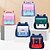 baratos Sacola de livros-Mochila quadrada com blocos de cores, à prova d&#039;água, estilo britânico, estudante, alta capacidade, capa flip, bolsa externa, corda elástica, bolsa para copo de água