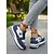 economico Sneakers da donna-Sneakers da donna con lacci e stella in denim blu – scarpe sportive casual di ispirazione vintage per parchi, commissioni del fine settimana e picnic