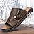ieftine Sandale de vacanță-Sandale slip-on maro pentru bărbați, cu decupaje, din piele ecologică moale, de vară, pentru confort în interior, treburi de weekend și utilizare casual în aer liber