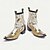 voordelige Premium lederen laarzen-Heren Witte en Gouden Leren Weste Boots met Gouden Punt Bloem Patroon en Rits Sluiting–Trendy Boots voor Casual en Festival Kleding