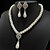 abordables Conjuntos de joyas-Conjuntos de joyas nupciales, 1 juego de pendientes y collar con perlas de imitación y diamantes de imitación, conjunto de joyas elegantes y modernas para mujer, ideal para bodas, ocasiones