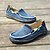 billige Hyttesko til mænd-Herre blå denim loafers med flosset kantdesign, slip-on lette, afslappede sko til weekendture, sommerture og daglig komfort