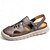 billiga Kjol sandaler-Herrsandaler i brunt konstläder med slip-on-mönster, justerbar ryggrem och andningsbar design, bekväma vardagsskor för strand, vandring och sommaraktiviteter