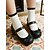 abordables Années 1950-Chaussures Mary Jane blanches à talons carrés pour femmes des années 1950 – Escarpins vintage à bout rond en similicuir avec bride à nœud pour les goûters, les tenues lolita et les costumes rétro