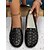 abordables Sandalias planas de mujer-Mocasines planos anchos de piel para mujer, sin cordones, con diseño floral recortado y suela suave, cómodos para uso diario, visitas a granjas y picnics en el jardín.