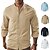 abordables Chemises lin et coton-Homme Chemise Chemise en lin Chemise Décontractée Chemise Boutonnée Chemise en coton Uni Vacances Hawaïen Noir Blanche Kaki Bleu clair manche longue Band Collar Printemps Automne Vêtement Tenue