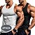 preiswerte Fitness Tank-Tops-Herren Tank Top Weste Unterhemd Ärmelloses Shirt Ärmellos Rundhalsausschnitt Sommer Einfarbig Einfach Mode Klassisch Bequem 2 Packungen Straße Lässig Sport Blau+Hellblau Weiß + Weiß Grau+Weiß Top