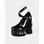 abordables Para mujeres-Tacones altos de plataforma góticos para mujer de los años 80: Mary Janes gruesas de charol negro con detalles de púas y hebillas para Halloween, fiestas y salidas nocturnas.