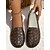 abordables Sandalias planas de mujer-Mocasines planos anchos de piel para mujer, sin cordones, con diseño floral recortado y suela suave, cómodos para uso diario, visitas a granjas y picnics en el jardín.