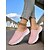 voordelige Damessneakers-Roze mesh wandelschoenen voor dames – lichtgewicht, ademende muiltjes voor buitenfitness, woon-werkverkeer en casual reizen