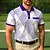 baratos Polo Geométrico Masculino-Homens Geométrico Linha Pólo Manga Curta Aberto para a Lateral Escritório Casual / Diário Botões Bolsos Verão Violeta Rubi Vermelho Branco