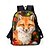 abordables Mochilas para Niños y Adolescentes-Conjunto de mochila de zorro de 3 piezas para niñas con bolsa de almuerzo y estuche para lápices: lindo estampado de animales del bosque para la escuela primaria y el uso diario de Kayomi Harai