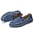 billige Hyttesko til mænd-Herre blå denim loafers med flosset kantdesign, slip-on lette, afslappede sko til weekendture, sommerture og daglig komfort