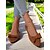 abordables Sandalias planas de mujer-Zapatos planos marrones de punto con detalle de lazo para mujer: suaves y sin cordones, ideales para looks casuales y semiformales.