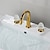 economico Rubinetti per lavandino bagno-Rubinetto per lavabo - Ampia diffusione Galvanizzato Rubinetto a tre fori Due maniglie tre foriBath Taps