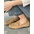 cheap Women&#039;s Flats-Women&#039;s Tan Suede Loafers with Metal Buckle, Classic Slip-On Flats for Casual Dates and Everyday Wear