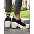 economico Sneakers da donna-Sneakers da donna in tela con plateau e tacco grosso nere – scarpe da strada retrò con lacci per adolescenti e giovani adulti per passeggiate quotidiane, vita universitaria e uscite informali