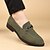billiga Slip-ons och loafers till herrar-olivgröna herrloafers – snygga slip-on-skor i konstmocka med metallspänne för affärsmässiga och avslappnade looks, både middagsdejter och kontorskläder