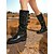baratos Botas Slouch-Botas femininas de couro sintético marrom até o joelho com tiras de fivela tripla – estilo de montaria ocidental para roupas de outono, dias na fazenda e uso ao ar livre