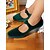 abordables Années 1950-Escarpins Mary Jane en velours vert pour femme avec boucle ronde – Talons mi-hauts style vintage années 1920 pour fêtes, mariages et tenues rétro